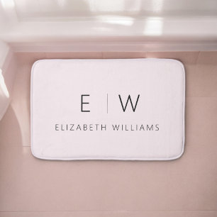 Blush Pink Elegant Modern Minimalistisch Monogram Badmat