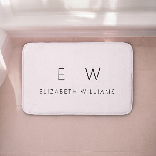 Blush Pink Elegant Modern Minimalistisch Monogram Badmat