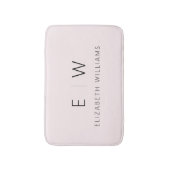 Blush Pink Elegant Modern Minimalistisch Monogram Badmat (Voorkant Verticaal)