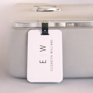 Blush Pink Elegant Modern Minimalistisch Monogram  Bagagelabel