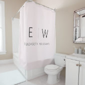 Blush Pink Elegant Modern Minimalistisch Monogram Douchegordijn (In situ)