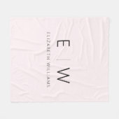 Blush Pink Elegant Modern Minimalistisch Monogram  Fleece Deken (Voorkant (Horizontaal))
