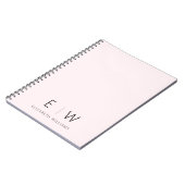 Blush Pink Elegant Modern Minimalistisch Monogram Notitieboek (Linkerzijde)