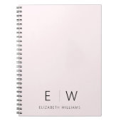 Blush Pink Elegant Modern Minimalistisch Monogram Notitieboek (Voorkant)