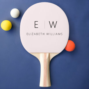 Blush Pink Elegant Modern Minimalistisch Monogram Tafeltennisbatje