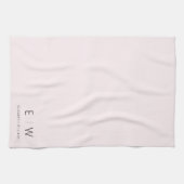Blush Pink Elegant Modern Minimalistisch Monogram  Theedoek (Horizontaal)