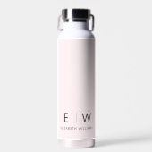 Blush Pink Elegant Modern Minimalistisch Monogram Waterfles (Voorkant)