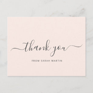 Blush Pink Elegant Script Business Hartelijk dank Briefkaart