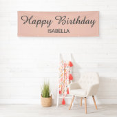 Blush Pink Elegant Script Happy Birthday Spandoek (Insitu)
