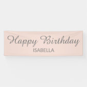 Blush Pink Elegant Script Happy Birthday Spandoek (Horizontaal)