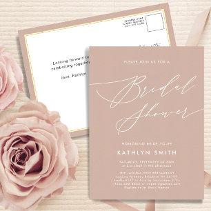 Blush Pink Elegant Script Modern Vrijgezellenfeest Uitnodiging Briefkaart