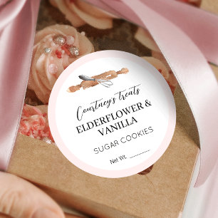 Blush Pink Elegant Sugar Cookies Dessert Verpakkin Ronde Sticker