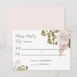 Blush Pink Elegant Waterverf Bloemen RSVP