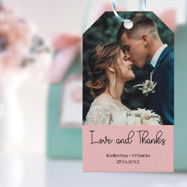 Blush Pink Elegant Wedding Love and Thanks Photo Cadeaulabel