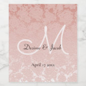 Blush Pink Elegant Wedding Reception Monogram Wijn Etiket (Enkel label)