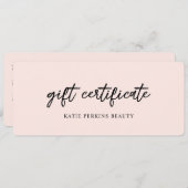 Blush Pink Elegant Zakelijk Cadeaubon (Voorkant / Achterkant)