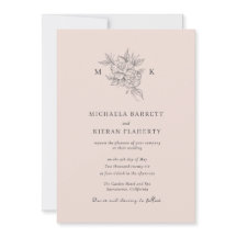 Blush Pink Elegante Botanische Monogram Huwelijk