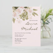 Blush Pink Elegante Huwelijksuitnodiging Kaart (Staand voorkant)