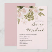 Blush Pink Elegante Huwelijksuitnodiging Kaart (Voorkant / Achterkant)