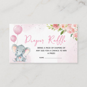 Blush Pink Elephant Baby shower Informatiekaartje