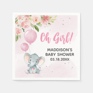 Blush Pink Elephant Baby shower Servet