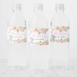 Blush Pink Elephant Baby shower Waterfles Etiket