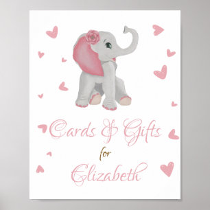 Blush Pink Elephant Gifts & Cards Baby Shower Sign Poster