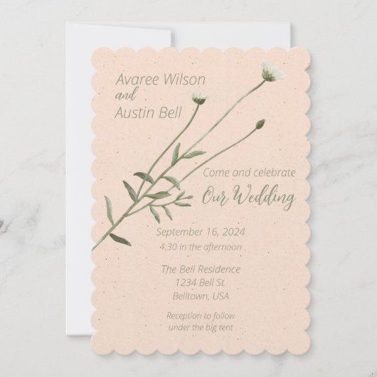 Blush Pink en een eenpersoons Daisy Kaart (Voorkant)