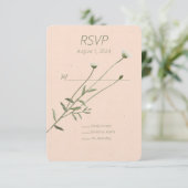 Blush Pink en een enkele Daisy Response Kaart (Staand voorkant)