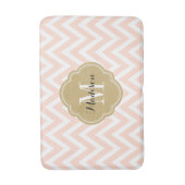 Blush Pink en Gold Chevron Monogram Badmat (Voorkant Verticaal)