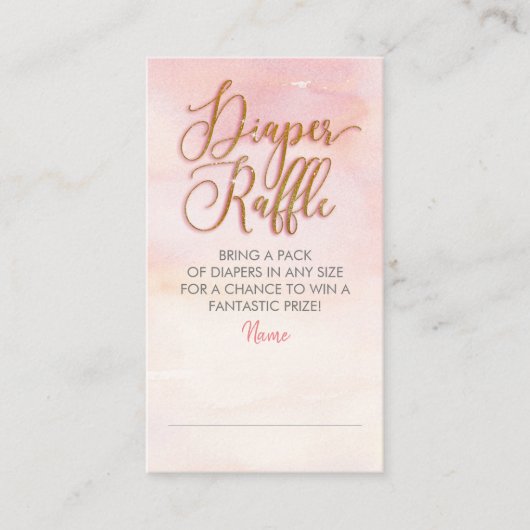 Blush Pink en Gold Diaper Raffle Ticket Informatiekaartje (Voorkant)