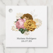  Blush Pink en Gold Floral Quinceañera Bedankjes Labels (Voorkant)