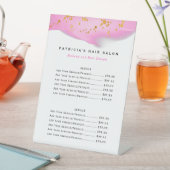 Blush Pink en Gold Glitter Biz Service Menu Reclamebord Met Voetstuk (Insitu)