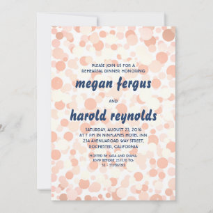BLUSH PINK EN NAVY CONFETTI REHEARSAL DINNER KAART