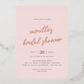 Blush Pink en Roos Gold | Eenvoudig Vrijgezellenfe Folie Uitnodiging (Voorkant)