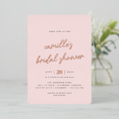 Blush Pink en Roos Gold | Eenvoudig Vrijgezellenfe Folie Uitnodiging (Staand Voorkant)