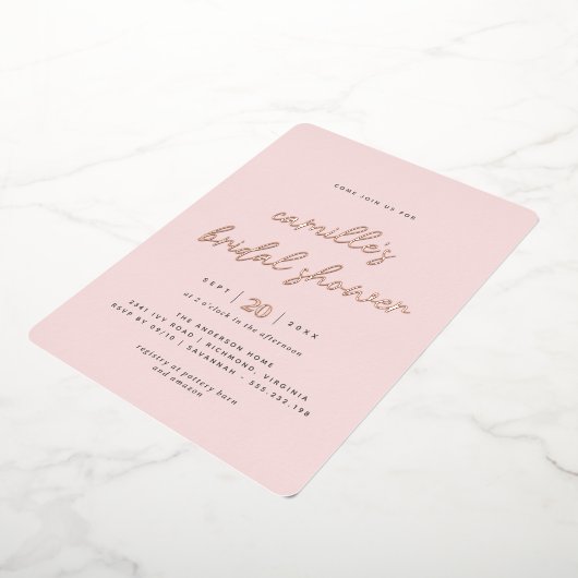 Blush Pink en Roos Gold | Eenvoudig Vrijgezellenfe Folie Uitnodiging (Gedraaid)
