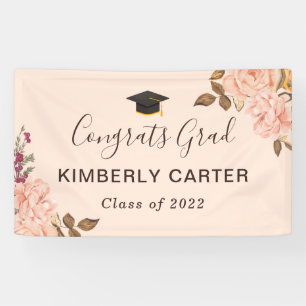 Blush Pink English Roos Afstuderen Graduation Part Spandoek
