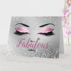 Blush Pink Fabulter Eyes Grote verjaardag Kaart