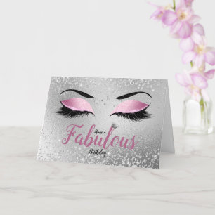 Blush Pink Fabulter Eyes Standard Birthday Kaart
