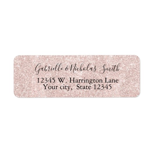 Blush Pink Faux Glitter Etiket (Voorkant)