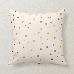Blush Pink Faux Gold Cute Confetti Polka Dots Kussen