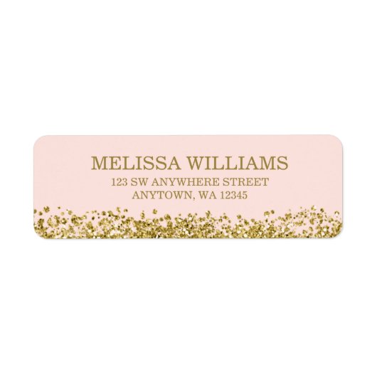 Blush Pink Faux Gold Glitter Etiket (Voorkant)