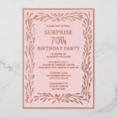 Blush Pink Feminine 70e Custom Surprise Verjaardag Folie Uitnodiging (Voorkant)