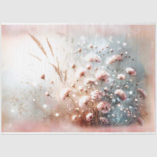 Blush Pink Floral 18lb Tissue Paper Tissuepapier (Voorkant)