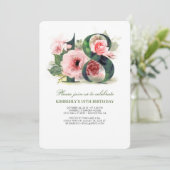 Blush Pink Floral 18th Birthday Party Kaart (Staand voorkant)