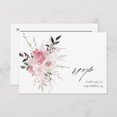 Blush Pink Floral 2 w Carte RSVP Repas (Devant / Derrière)