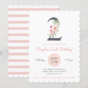 Blush Pink Floral 2e Verjaardag Kaart
