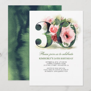 Blush Pink Floral 30ste verjaardagsfeestje Kaart