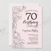 Blush Pink Floral 70e verjaardag Kaart (Voorkant)